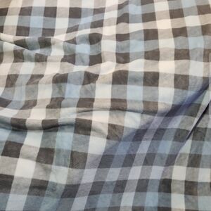 HUGE Berkshire Blue Gray White Gingham Buffalo Check Plaid Blanket